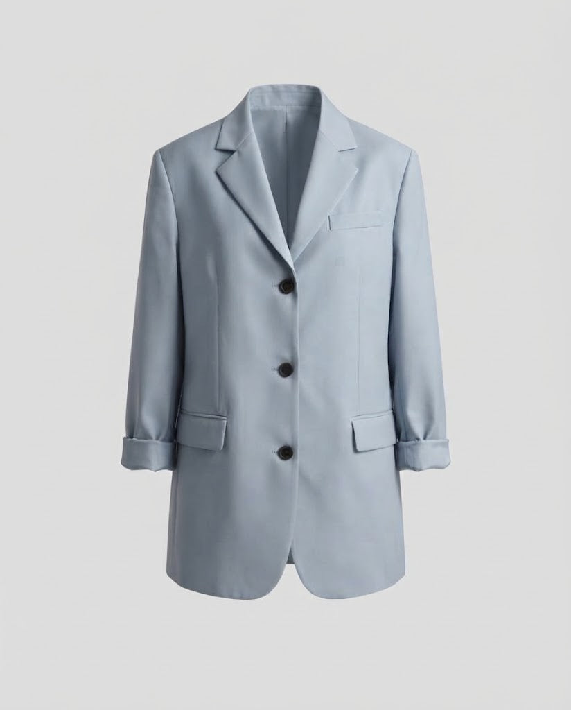 Women Long-cut boxy blazer with distinctive shoulder line and flap pockets Amarae