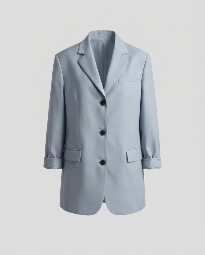 Women Long-cut boxy blazer with distinctive shoulder line and flap pockets Amarae
