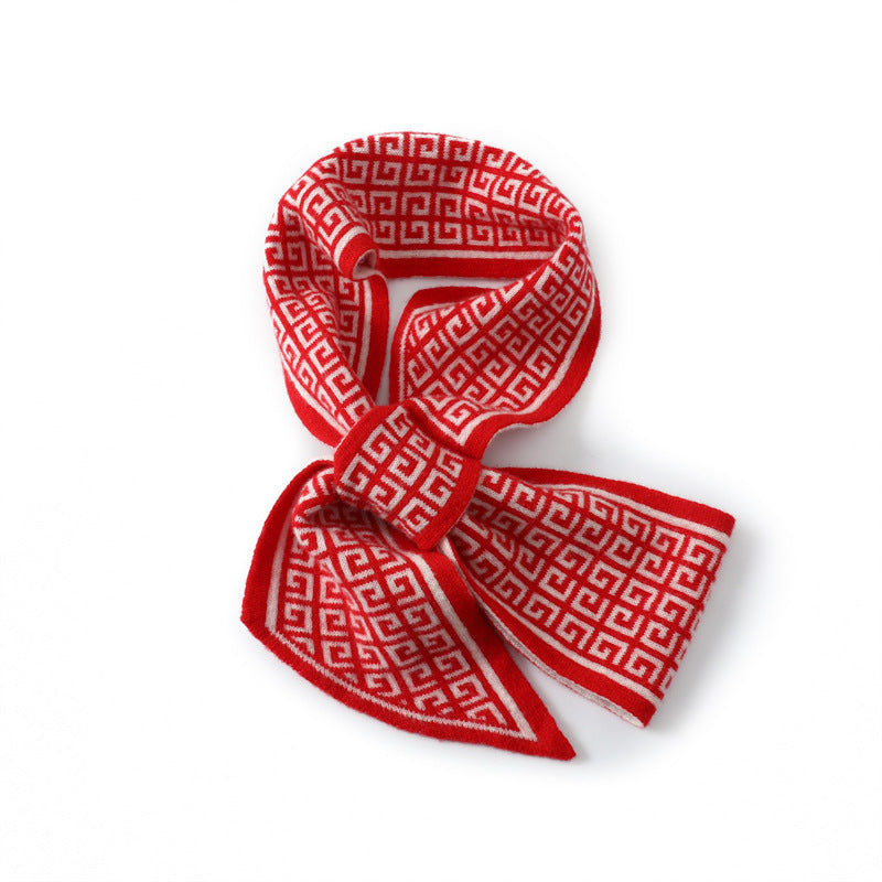 Women's knit scarf made of 100% merino wool, 14x140 cm