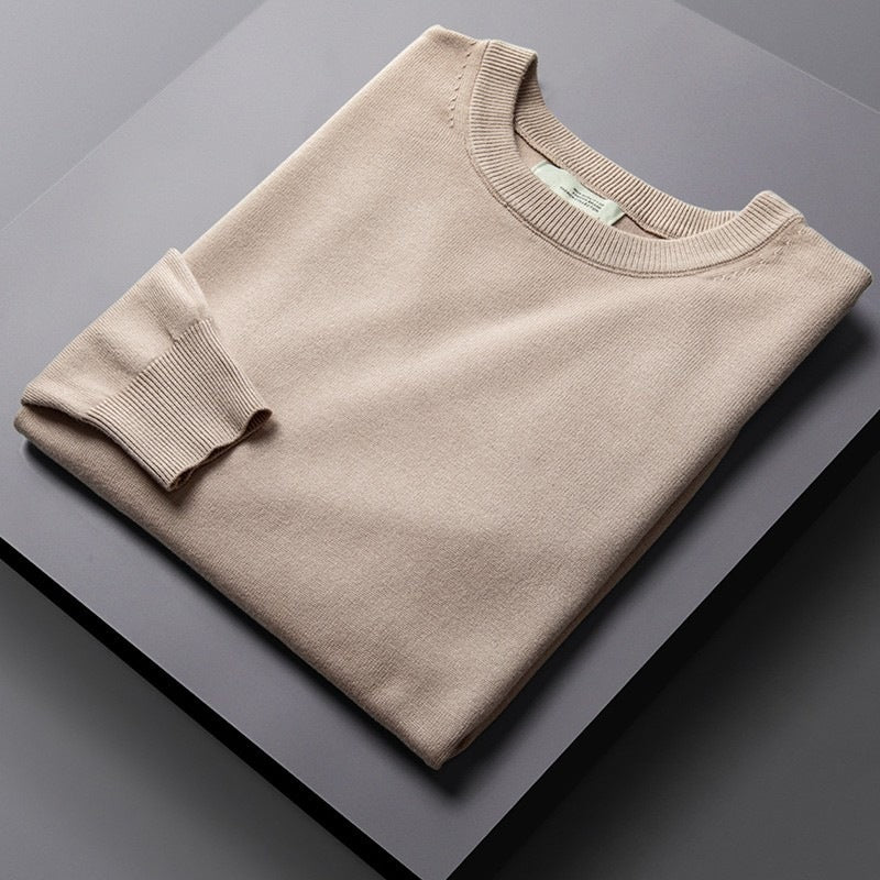 Men's knitted sweater with stand-up collar