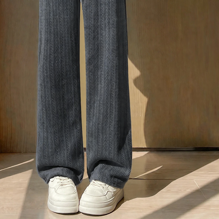 Padded chenille wide pants for women, straight cut