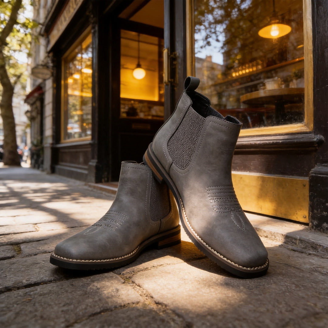 Classic men's Chelsea boots made of synthetic leather