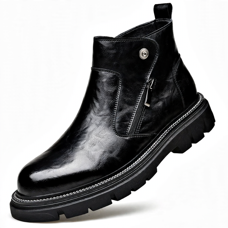 Men's Chelsea boots made of genuine leather with zipper