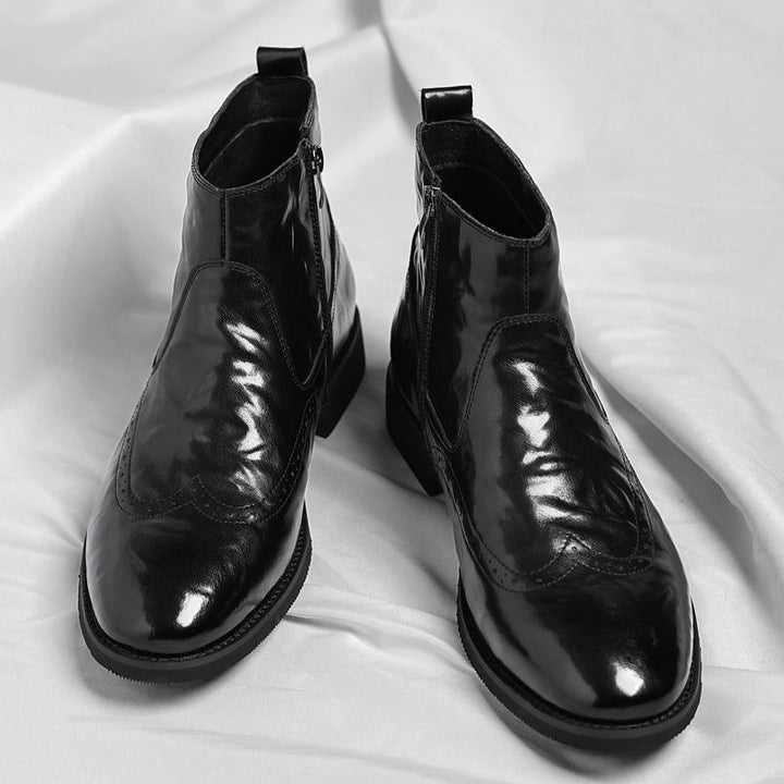 Men's leather boots, business-casual, lined