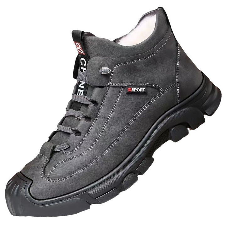 Padded men's boots, synthetic leather, non-slip, winter