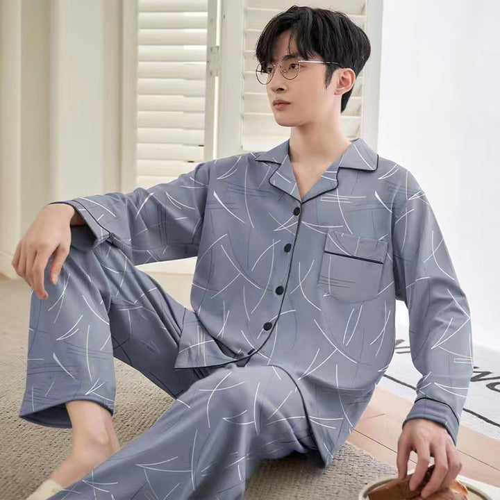 Men's house suit made of cotton, long-sleeved