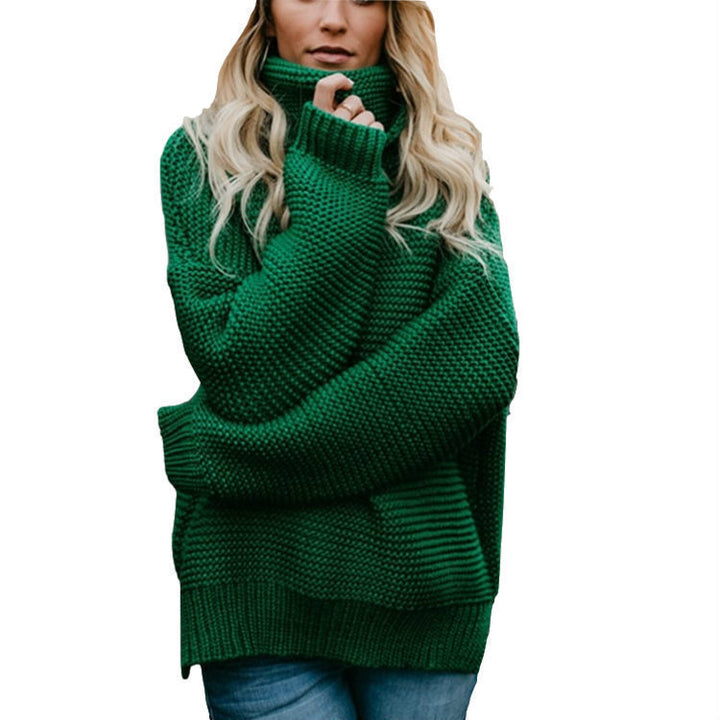 Chunky knit pullover for women with high collar and relaxed silhouette Lune London