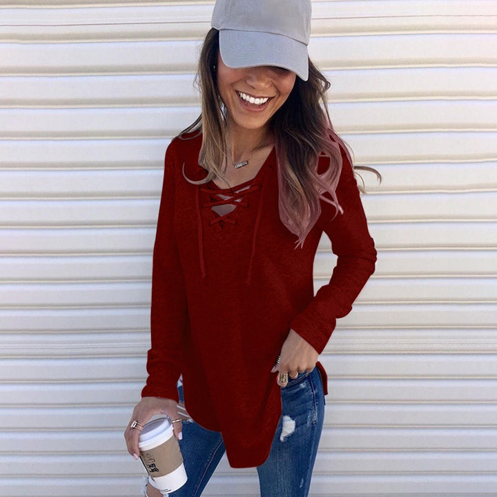 Casual long sleeve t-shirt for women with a refined lacing design and a comfortable fit Lune London