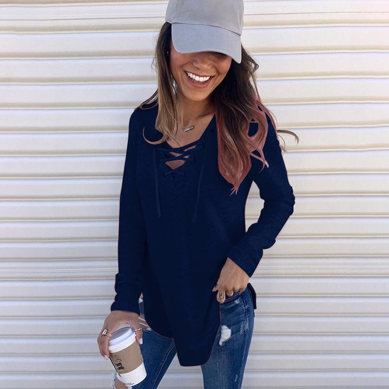 Casual long sleeve t-shirt for women with a refined lacing design and a comfortable fit Lune London