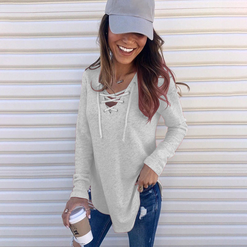 Casual long sleeve t-shirt for women with a refined lacing design and a comfortable fit Lune London