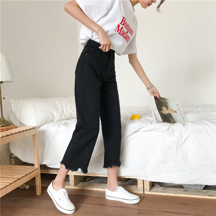 Jeans larges pour femmes avec ourlets effilochés Chic & Stil