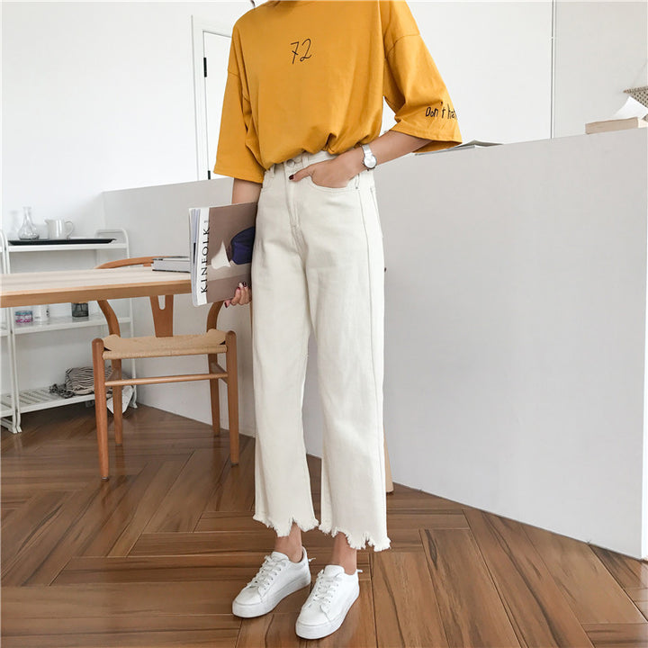 Jeans larges pour femmes avec ourlets effilochés Chic & Stil