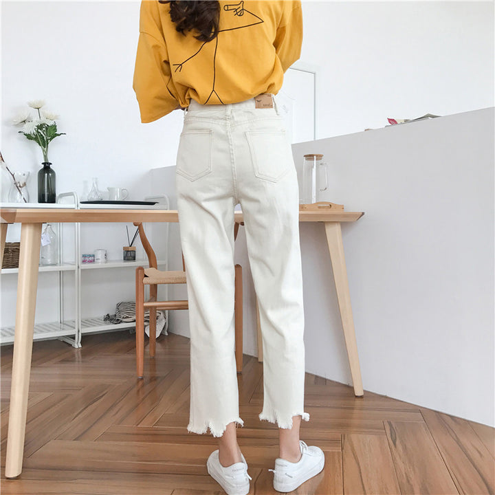 Jeans larges pour femmes avec ourlets effilochés Chic & Stil