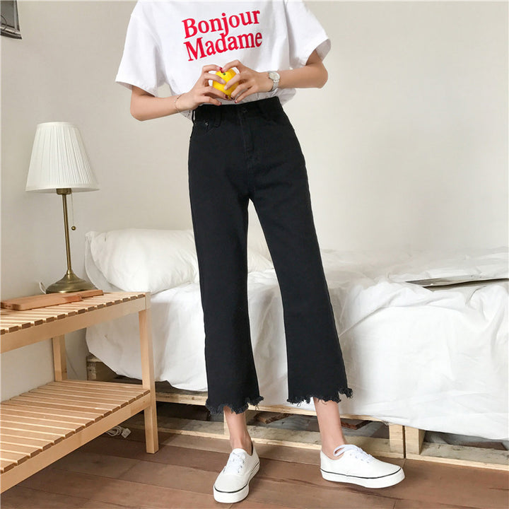 Jeans larges pour femmes avec ourlets effilochés Chic & Stil