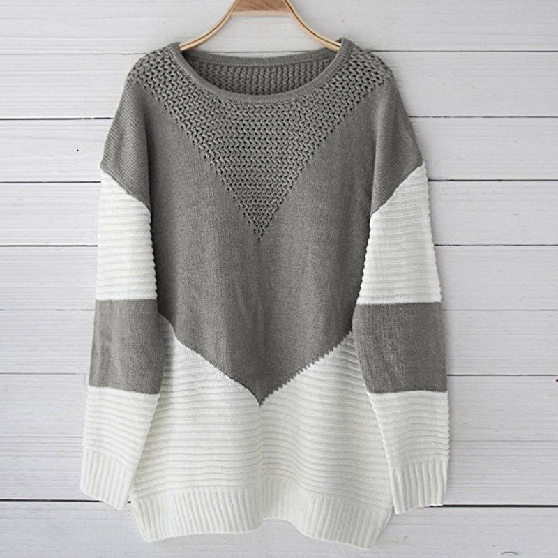 Ladies chunky knit sweater with modern chevron pattern and fluid silhouette Lune London