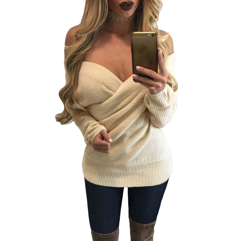Womens draped sweater with décolletée part and relaxed fit Lune London