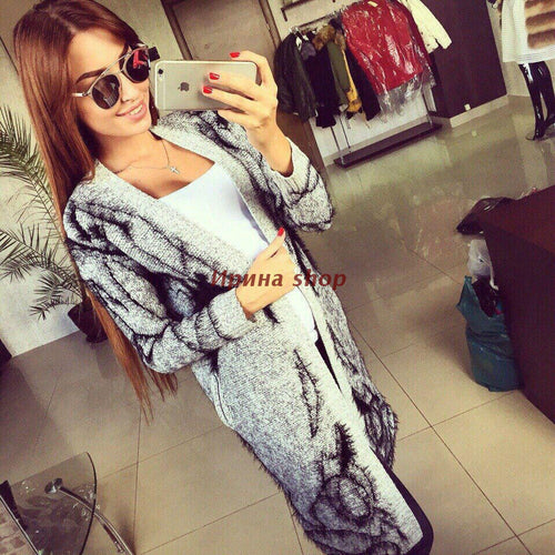 Knitted coat for women with elegant pattern and relaxed fit Amarae