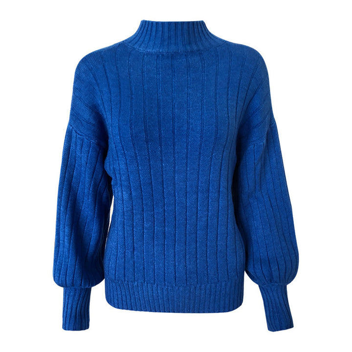 Knitted sweater for women with high collar and voluminous sleeves Lune London
