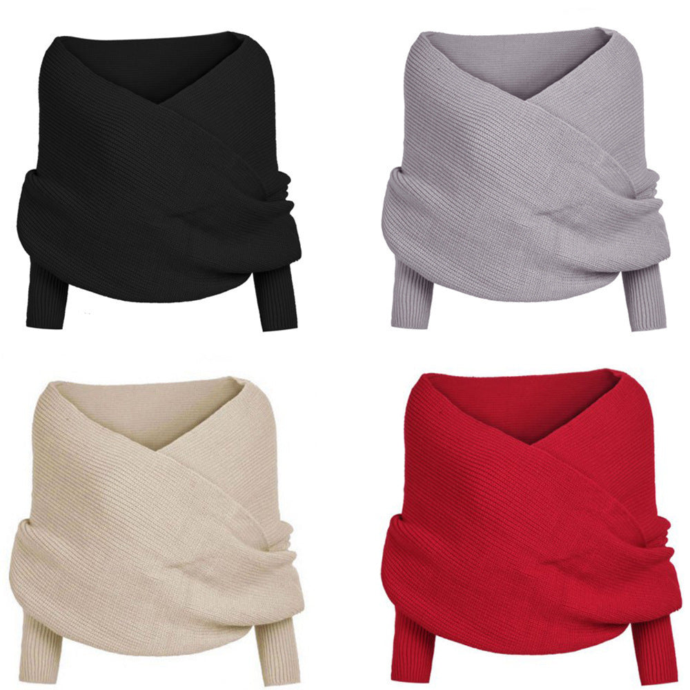 Knitted jacket for women with wrap design and long sleeves Lune London