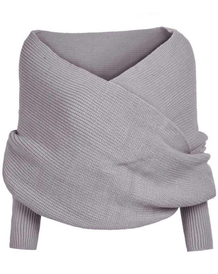 Knitted jacket for women with wrap design and long sleeves Lune London