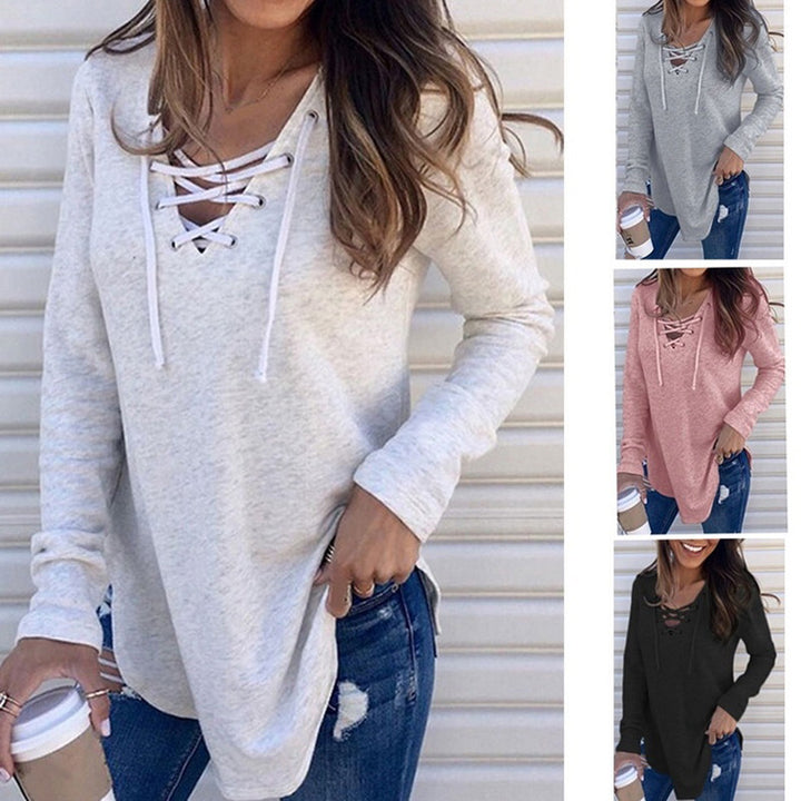 Casual long sleeve t-shirt for women with a refined lacing design and a comfortable fit Lune London