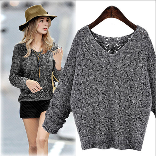 Lightweight knitted sweater for women with delicate lace pattern Amarae