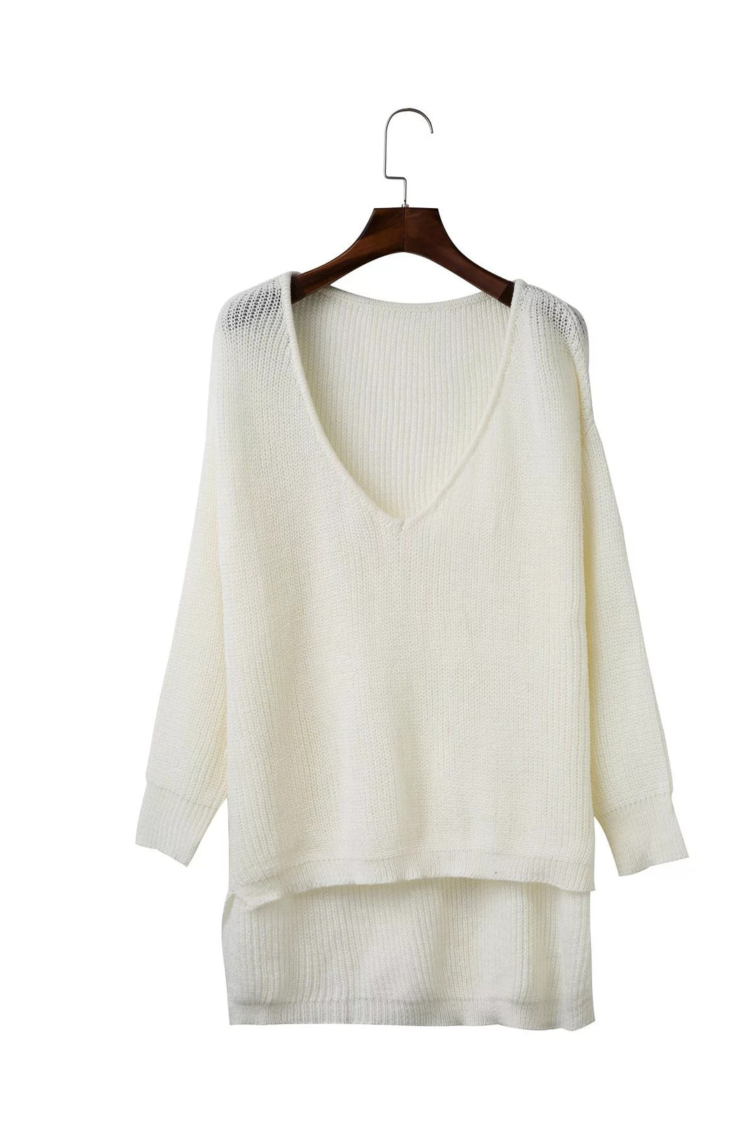 Casual knit sweater for women with plunging V-neck and open back Lune London