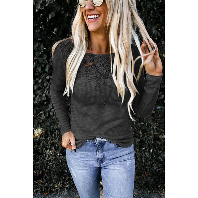 Long sleeve shirt for women with elegant lace applique and structured design Lune London