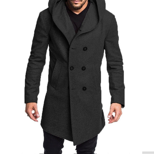 Men's blend coat with hood and double-breasted Amarae