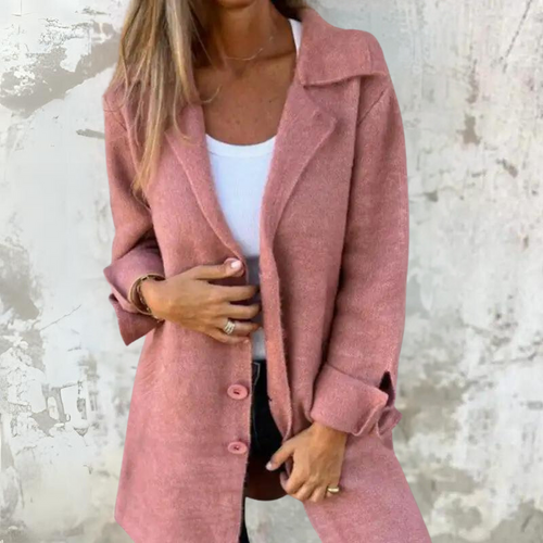 Amarae | Coat - Long Model - Classic Notch Collar - Button Closure - Elegant Details