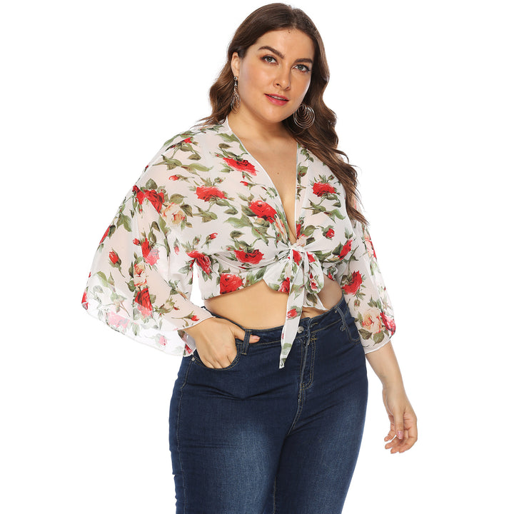 Woman floral pattern transparent overlay top Amarae