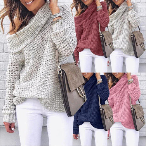 Women’s knit sweater with off-shoulder design and textured structure Amarae
