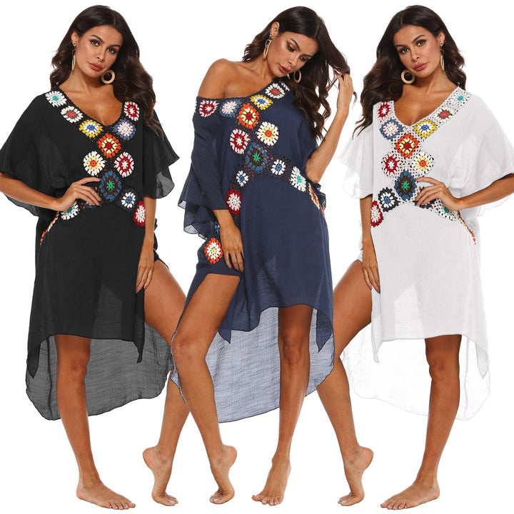 Ladies Elegant Crochet Details Beach Cover Bikini Lune London