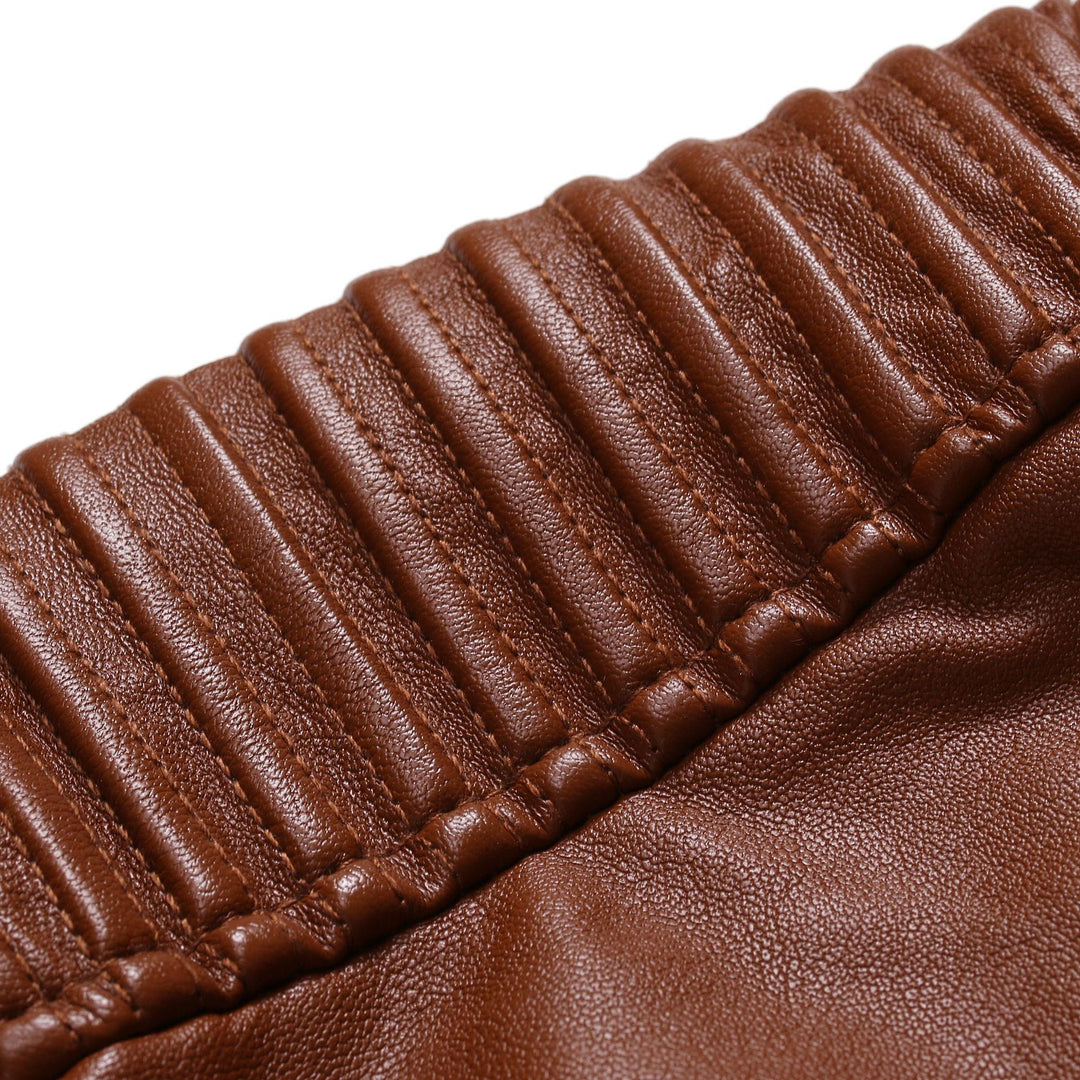 Men's leather jacket with quilted inserts Amarae