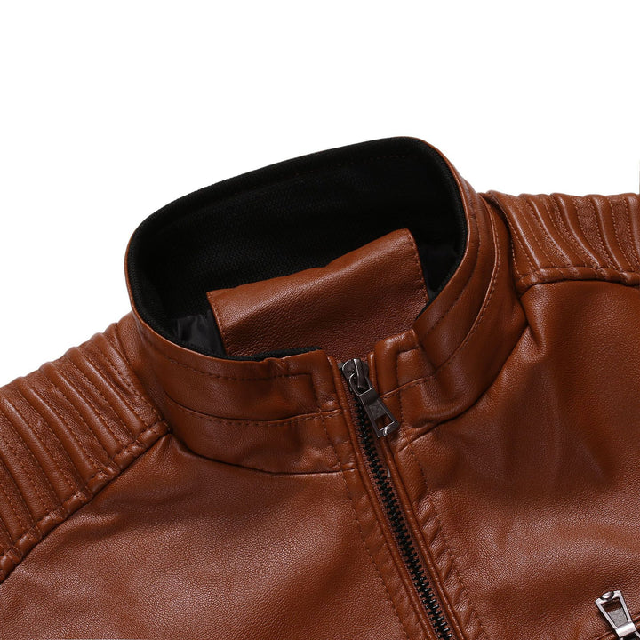 Men's leather jacket with quilted inserts Amarae