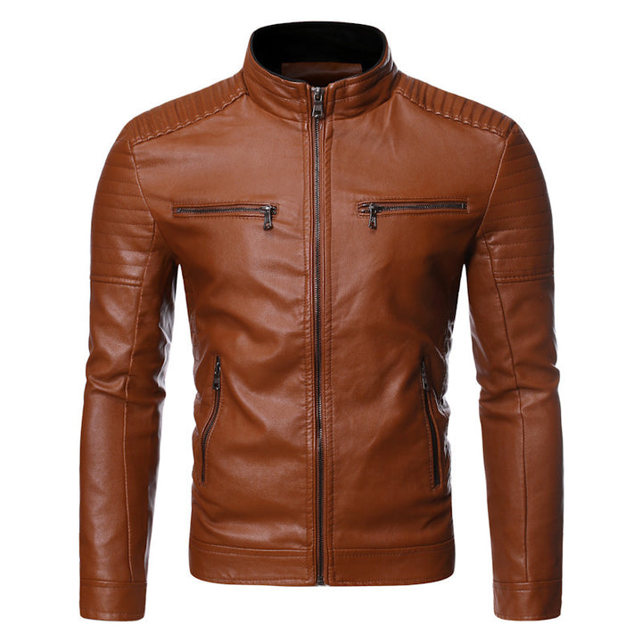 Men's leather jacket with quilted inserts Amarae