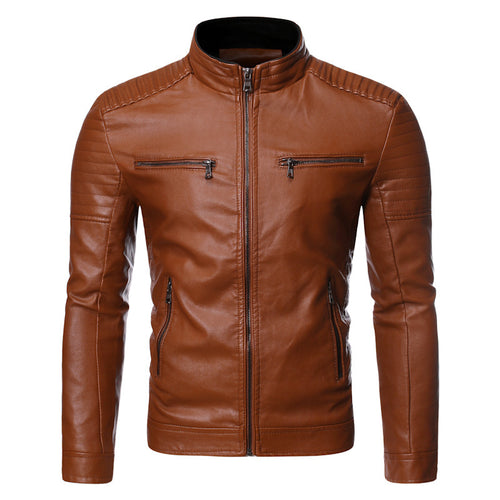 Men's leather jacket with quilted inserts Amarae