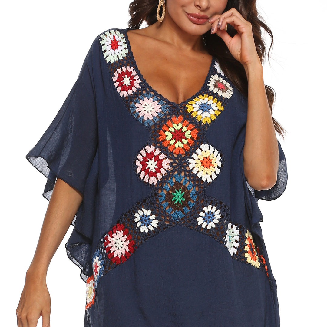 Ladies Elegant Crochet Details Beach Cover Bikini Lune London
