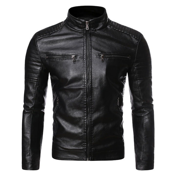 Men's leather jacket with quilted inserts Amarae