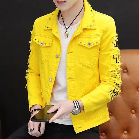 Men's denim jacket with decorative details Amarae