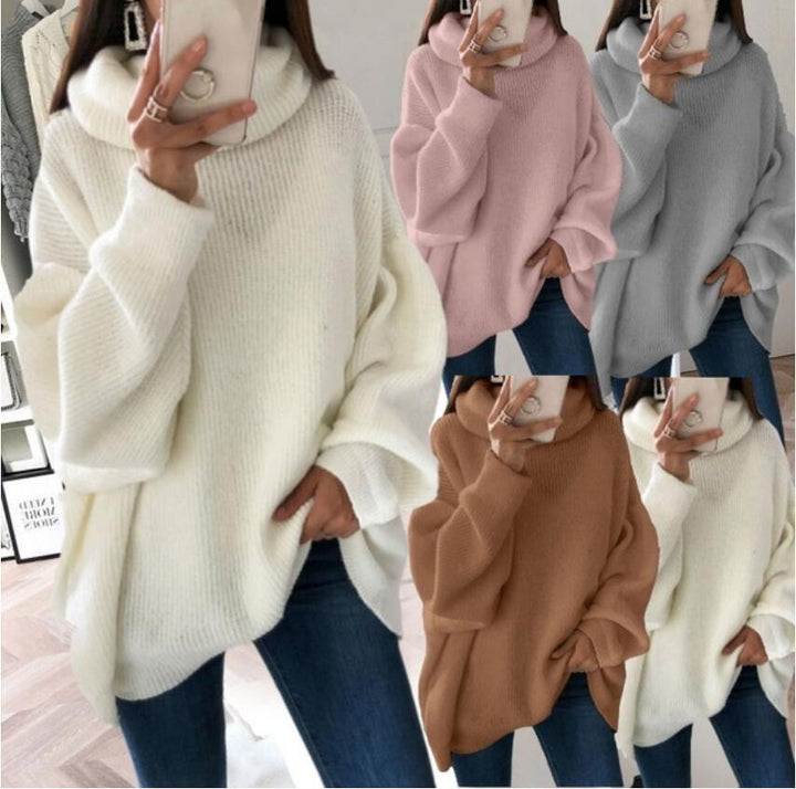 Thick knit sweater for women with high collar and oversized fit Lune London