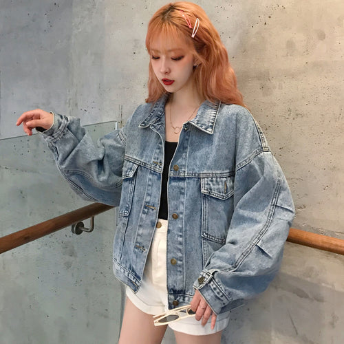 Veste en denim surdimensionnée pour femmes avec poches pratiques Chic & Stil
