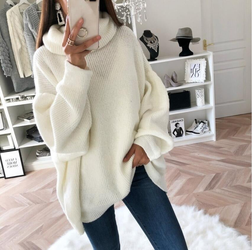 Thick knit sweater for women with high collar and oversized fit Lune London