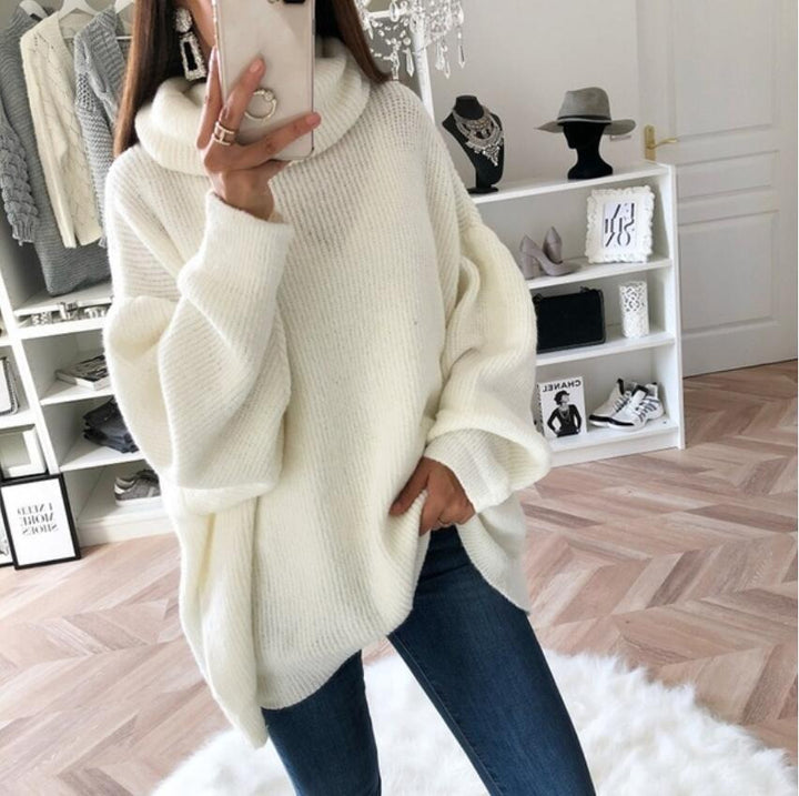 Thick knit sweater for women with high collar and oversized fit Lune London
