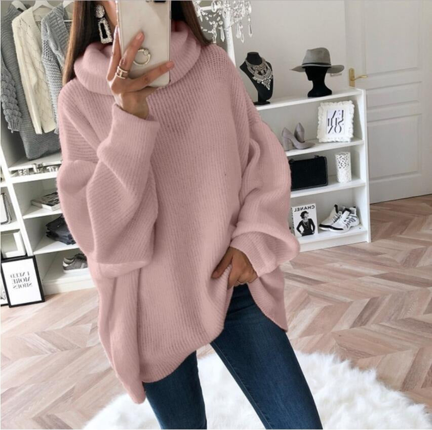Thick knit sweater for women with high collar and oversized fit Lune London