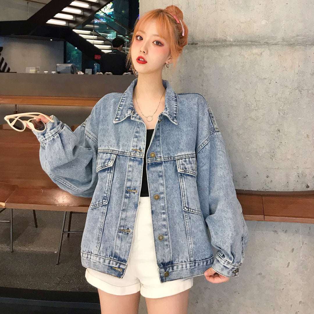Veste en denim surdimensionnée pour femmes avec poches pratiques Chic & Stil