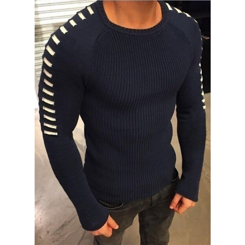 Stylish fine knit pullover for men with trendy contrasting stripes Lune London