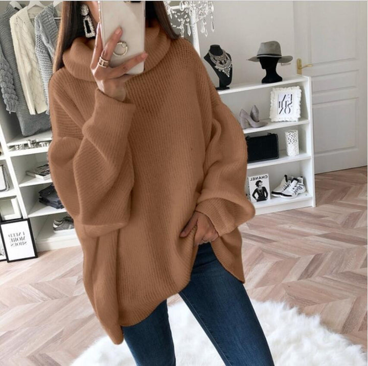 Thick knit sweater for women with high collar and oversized fit Lune London