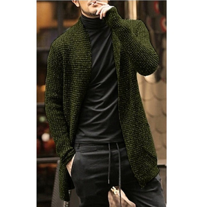 Thick knit cardigan for men with open design and modern details Lune London