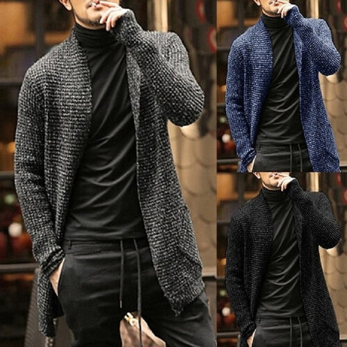 Elegant knit cardigan for men with open front and relaxed fit Amarae